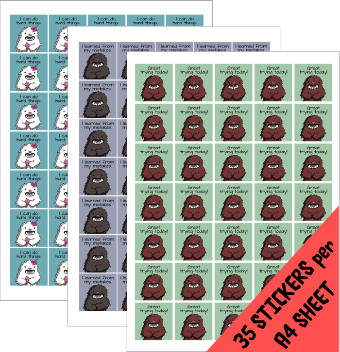 GROWTH MINDSET YETI Classroom Sticker Pack